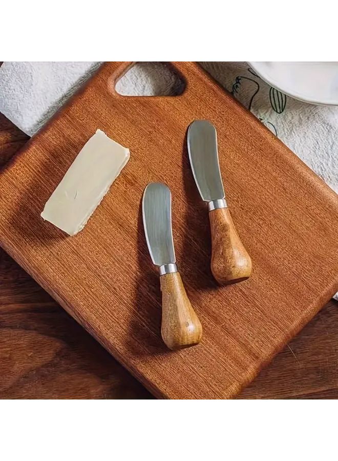 مفرش جبن من الفولاذ المقاوم للصدأ بمقبض خشبي، قبضة مريحة وقوية، سهل التنظيف - Image 2